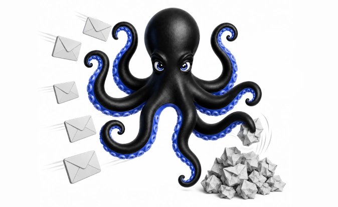 pieuvre jette des message