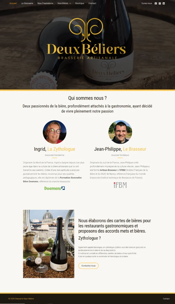 Prototype de site web Deux Béliers