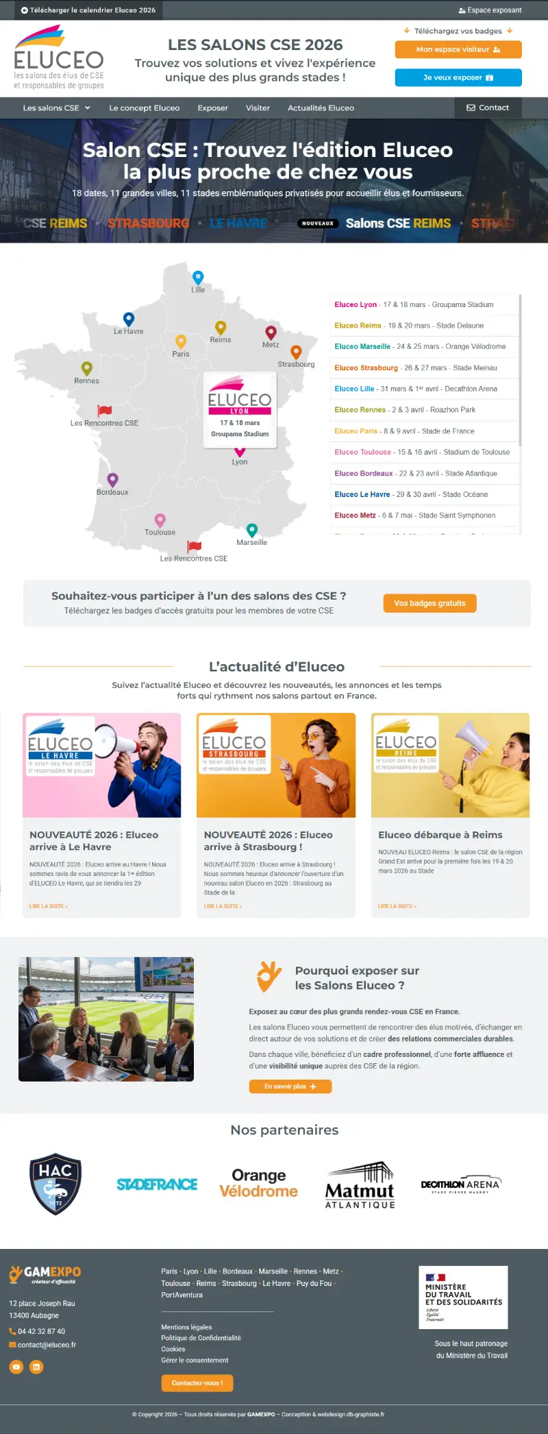 Site web Eluceo, salon professionnel pour CSE